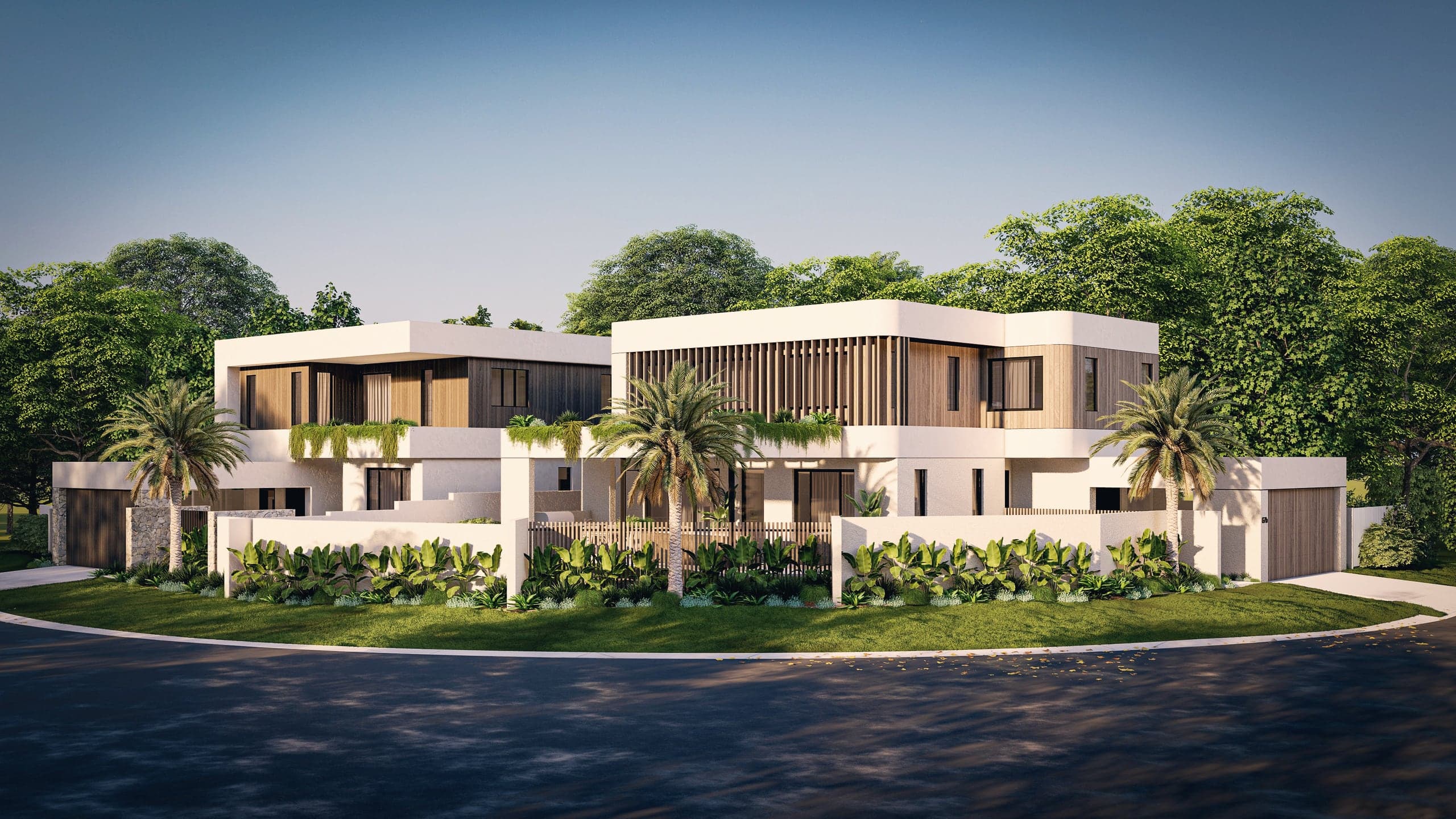 Artist impression of both Rumrunner houses from the street corner
